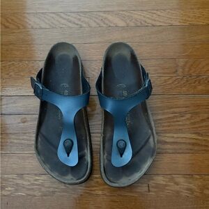 Birkenstock Dark Sandals with Brown Footbed